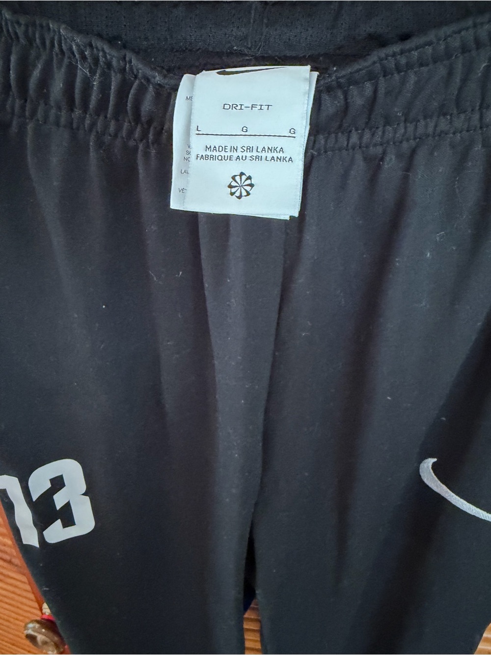 Nike Adult Black Athletic Track Pants with Number 13 - Picture 2 of 3